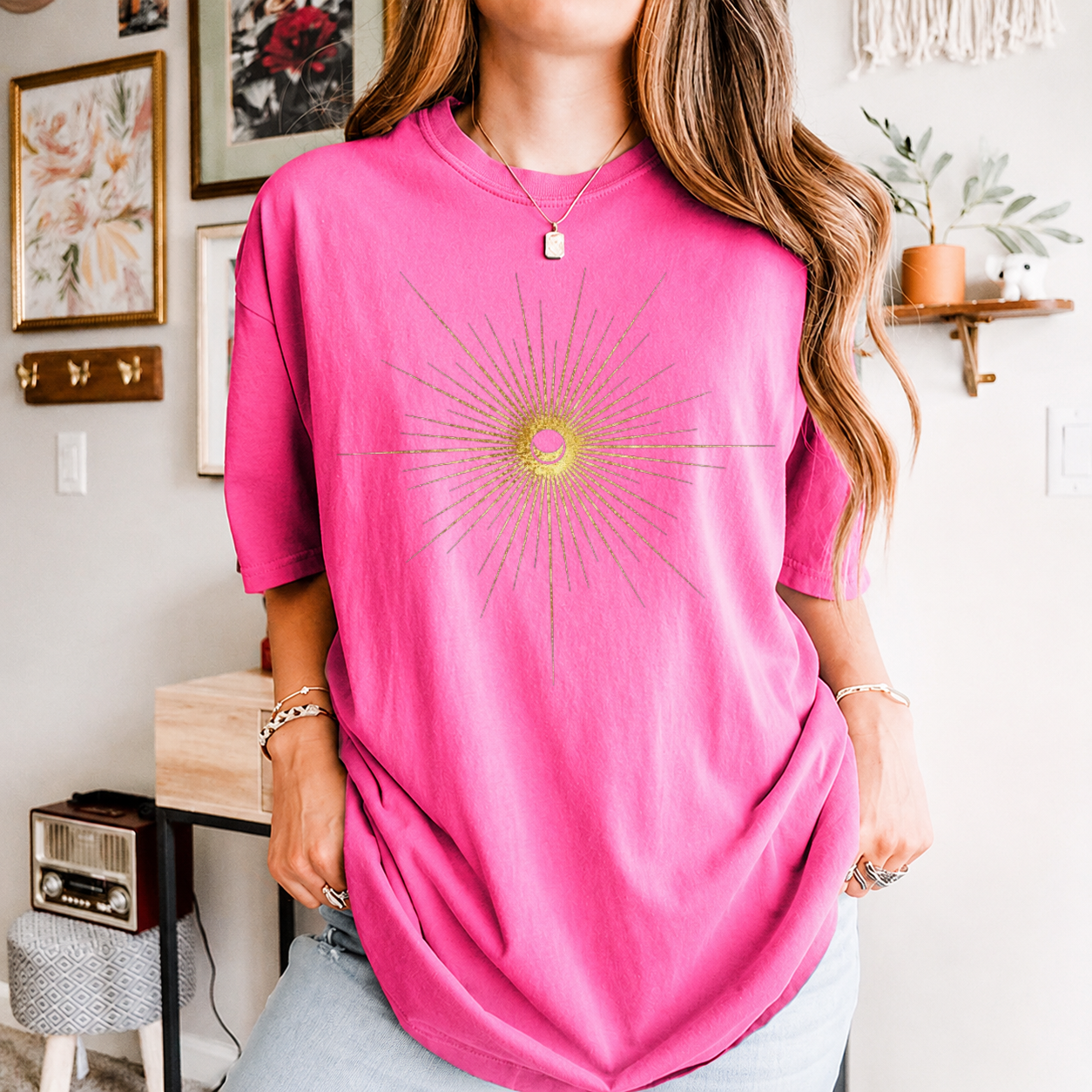 Spiritual Sun And Moon Shirt, Mystic Sun Moon T-Shirt, Witchy Tarot Shirt, Golden Sun And Moon T-Shirt, Celestial Moon Tee, Boho Sun Shirts