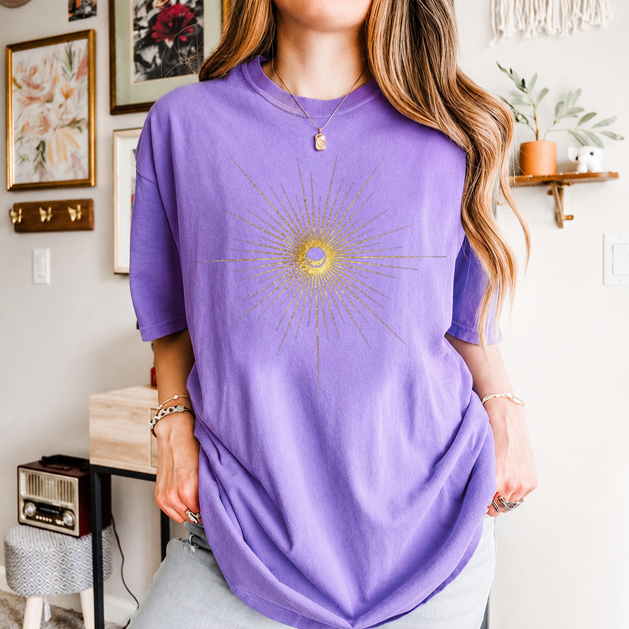 Spiritual Sun And Moon Shirt, Mystic Sun Moon T-Shirt, Witchy Tarot Shirt, Golden Sun And Moon T-Shirt, Celestial Moon Tee, Boho Sun Shirts