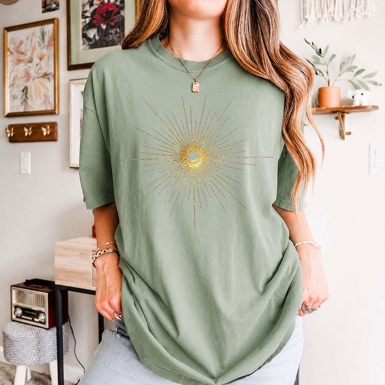 Spiritual Sun And Moon Shirt, Mystic Sun Moon T-Shirt, Witchy Tarot Shirt, Golden Sun And Moon T-Shirt, Celestial Moon Tee, Boho Sun Shirts