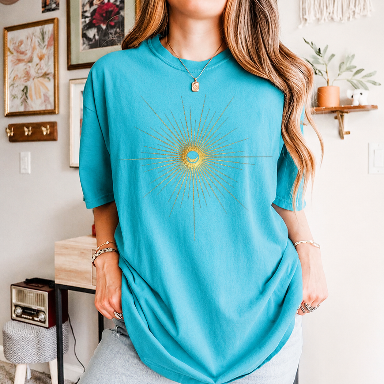 Spiritual Sun And Moon Shirt, Mystic Sun Moon T-Shirt, Witchy Tarot Shirt, Golden Sun And Moon T-Shirt, Celestial Moon Tee, Boho Sun Shirts