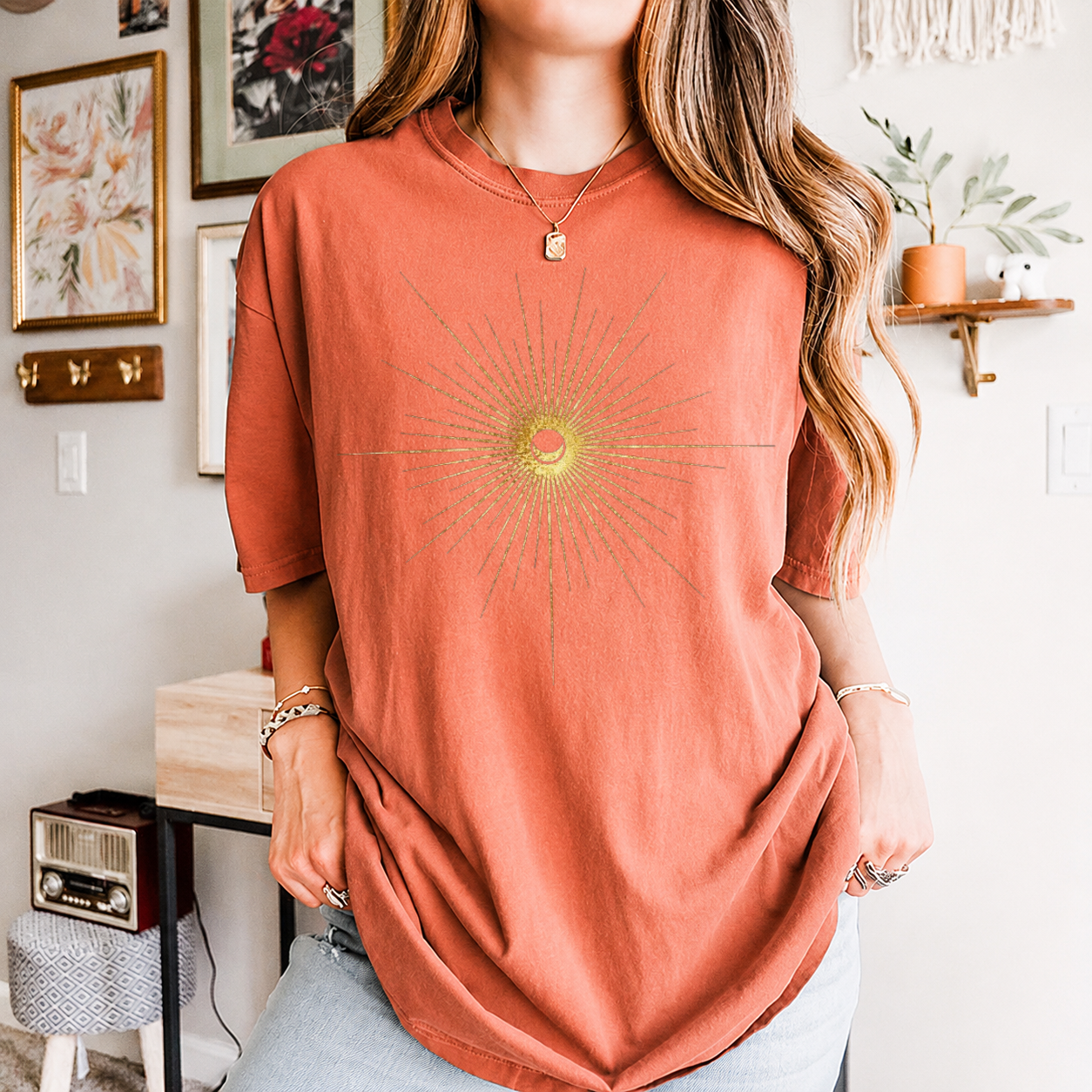 Spiritual Sun And Moon Shirt, Mystic Sun Moon T-Shirt, Witchy Tarot Shirt, Golden Sun And Moon T-Shirt, Celestial Moon Tee, Boho Sun Shirts
