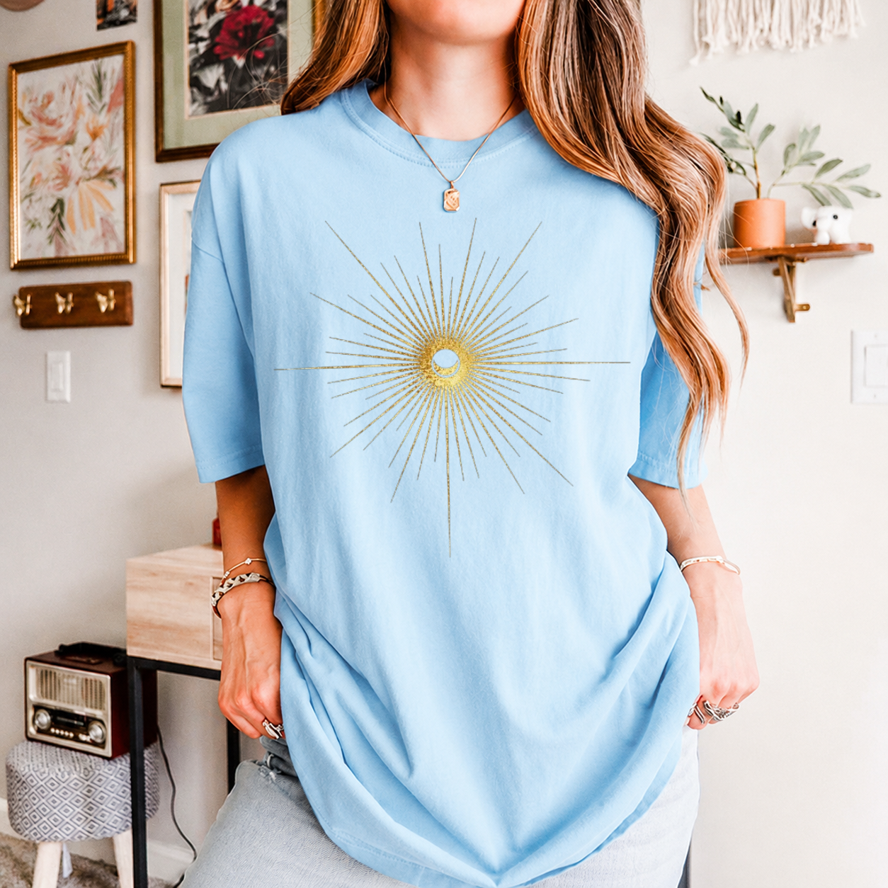 Spiritual Sun And Moon Shirt, Mystic Sun Moon T-Shirt, Witchy Tarot Shirt, Golden Sun And Moon T-Shirt, Celestial Moon Tee, Boho Sun Shirts