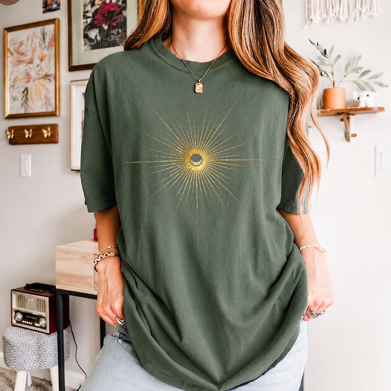 Spiritual Sun And Moon Shirt, Mystic Sun Moon T-Shirt, Witchy Tarot Shirt, Golden Sun And Moon T-Shirt, Celestial Moon Tee, Boho Sun Shirts
