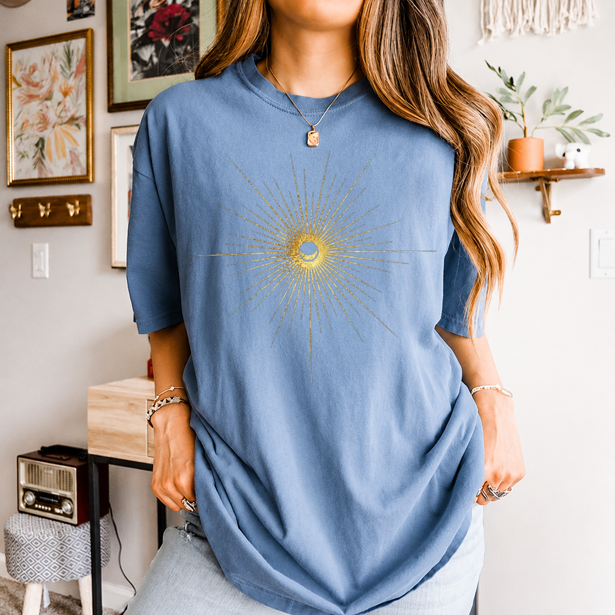 Spiritual Sun And Moon Shirt, Mystic Sun Moon T-Shirt, Witchy Tarot Shirt, Golden Sun And Moon T-Shirt, Celestial Moon Tee, Boho Sun Shirts