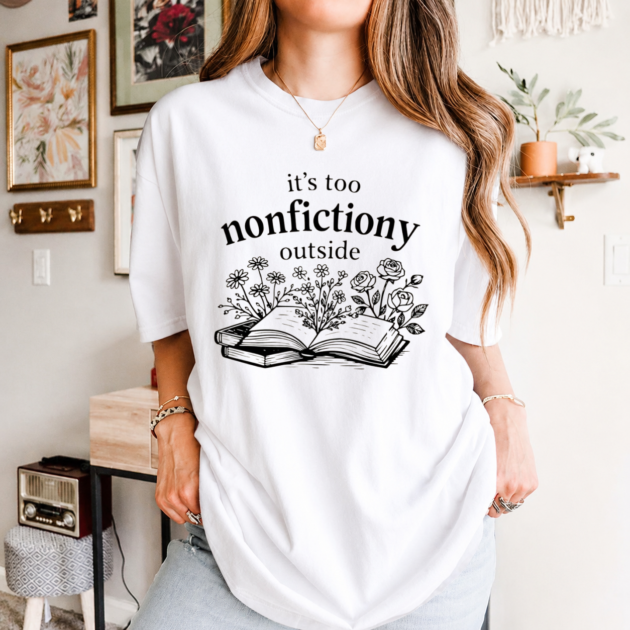 Comfort Colors  Booktrovert Floral Shirt, Too Nonfictiony Outside Tee, Book Club Shirt, Fiction Reader Gift for Librarian, Book Lover Gifts
