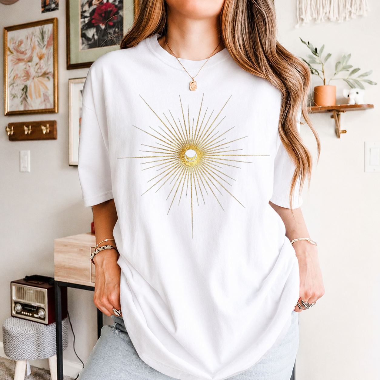 Spiritual Sun And Moon Shirt, Mystic Sun Moon T-Shirt, Witchy Tarot Shirt, Golden Sun And Moon T-Shirt, Celestial Moon Tee, Boho Sun Shirts