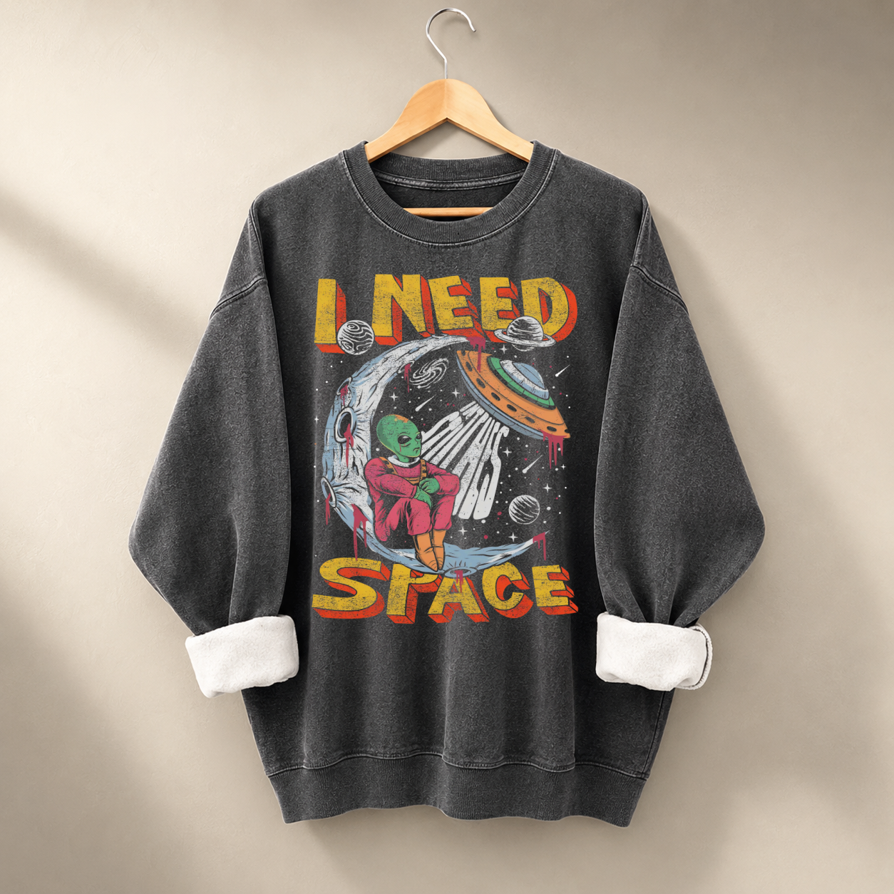 I Need Space Alien Graphic Sweatshirt
