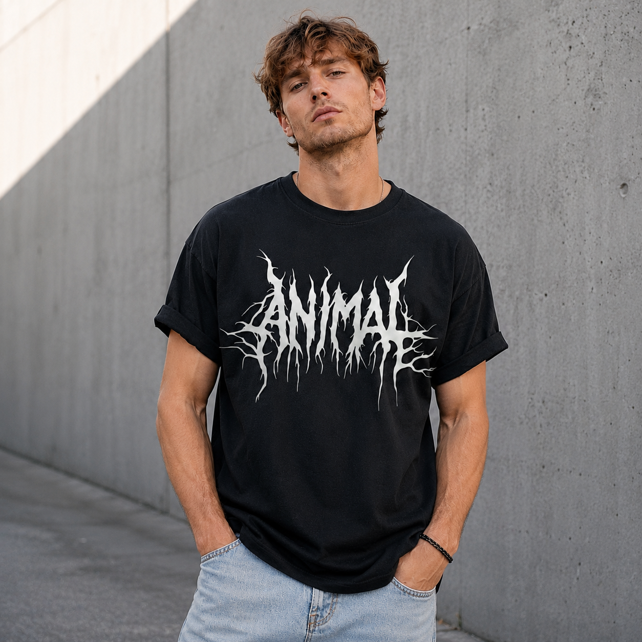 Animal Graphic T-Shirt | Black Metal Logo Tee