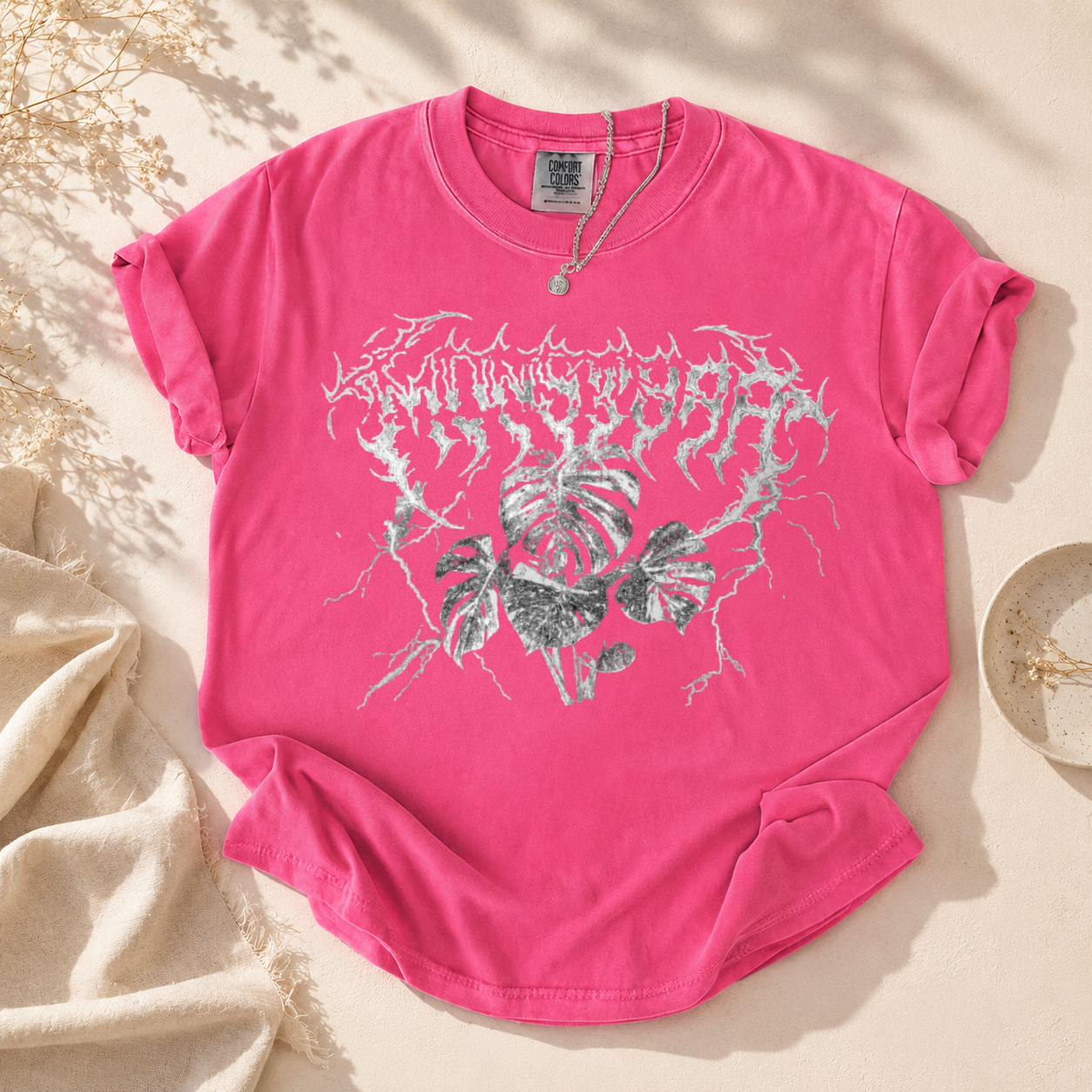 Monstera Black Metal Plant T-Shirt