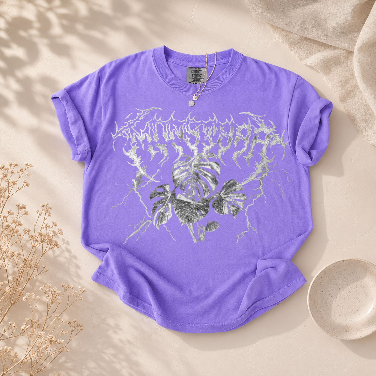 Monstera Black Metal Plant T-Shirt