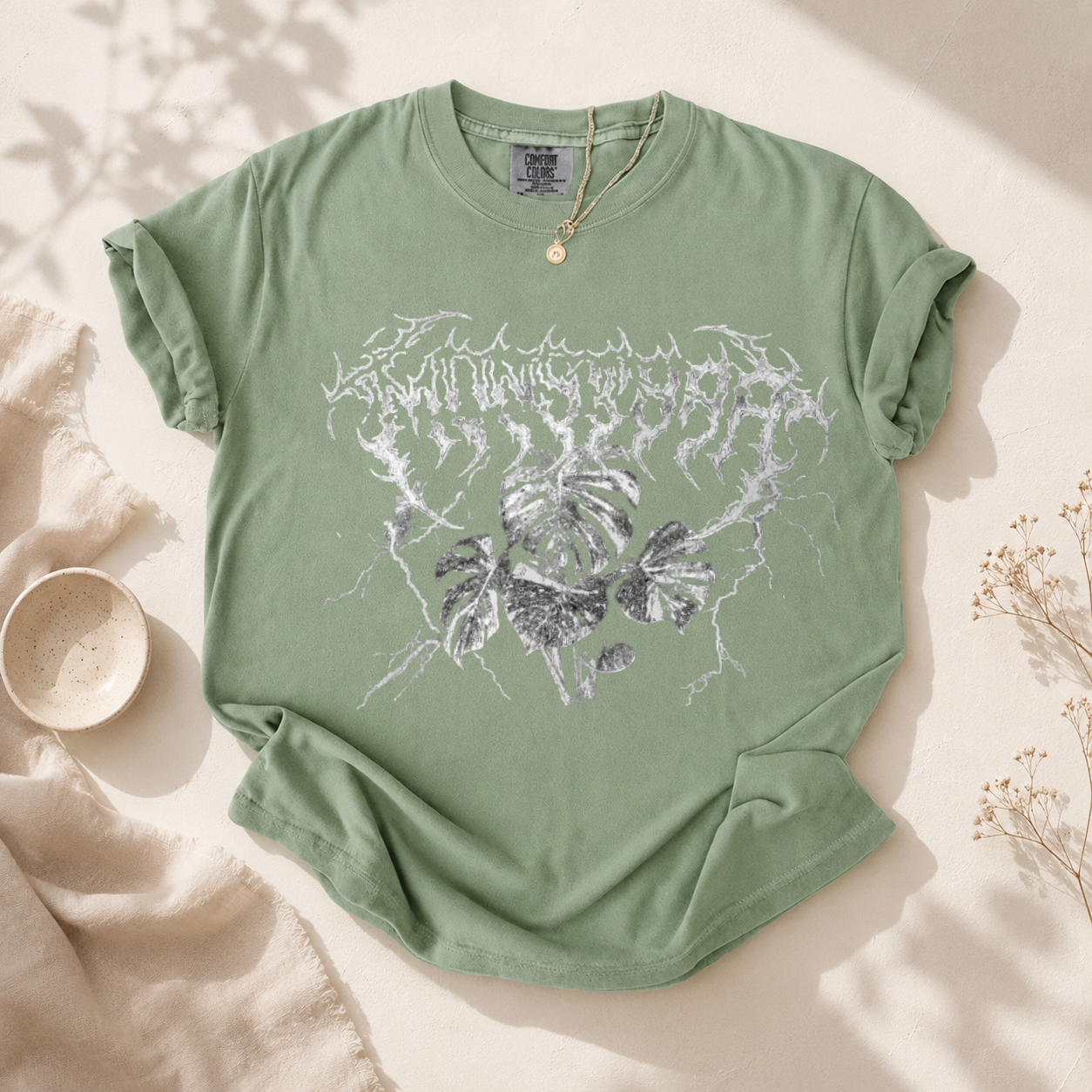 Monstera Black Metal Plant T-Shirt