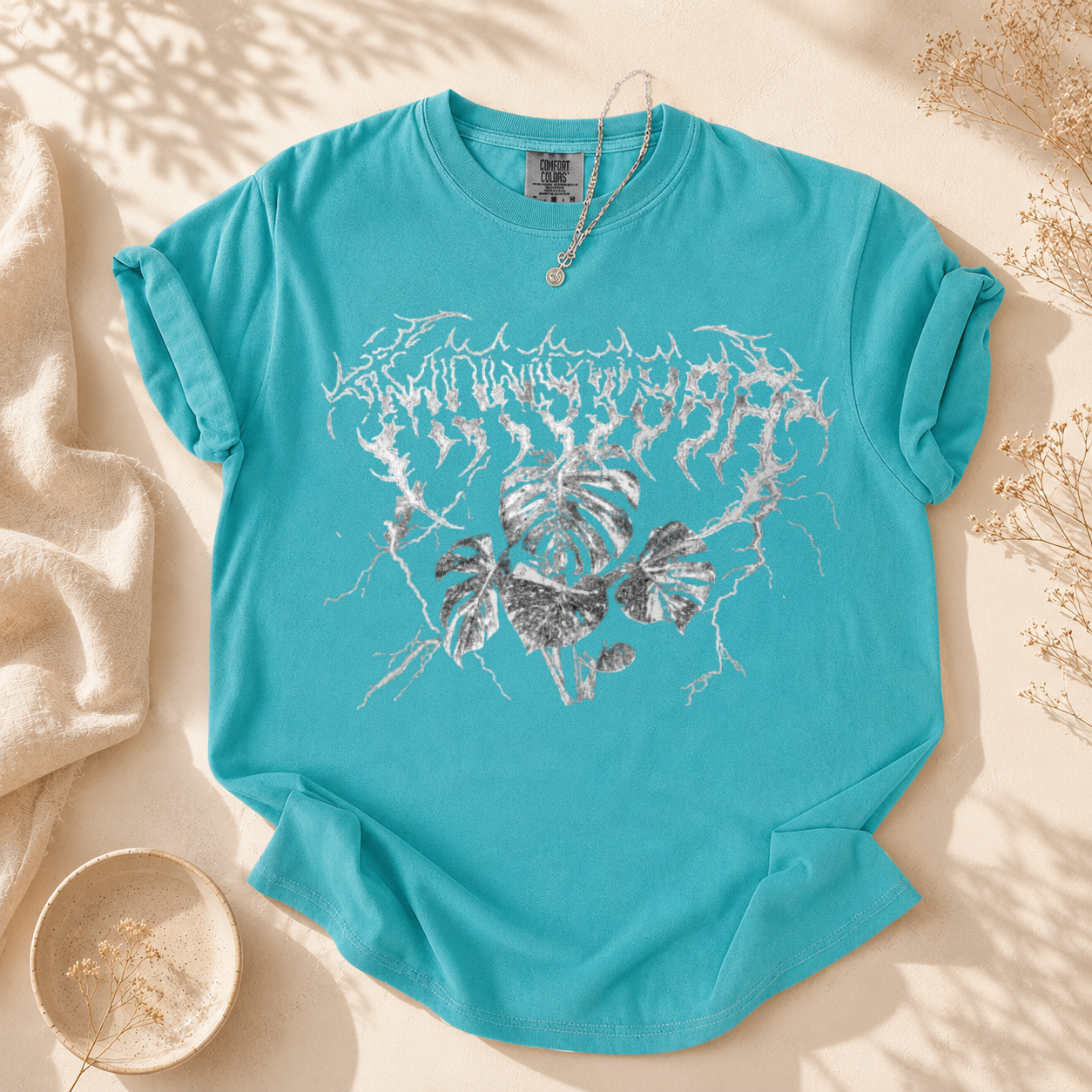 Monstera Black Metal Plant T-Shirt