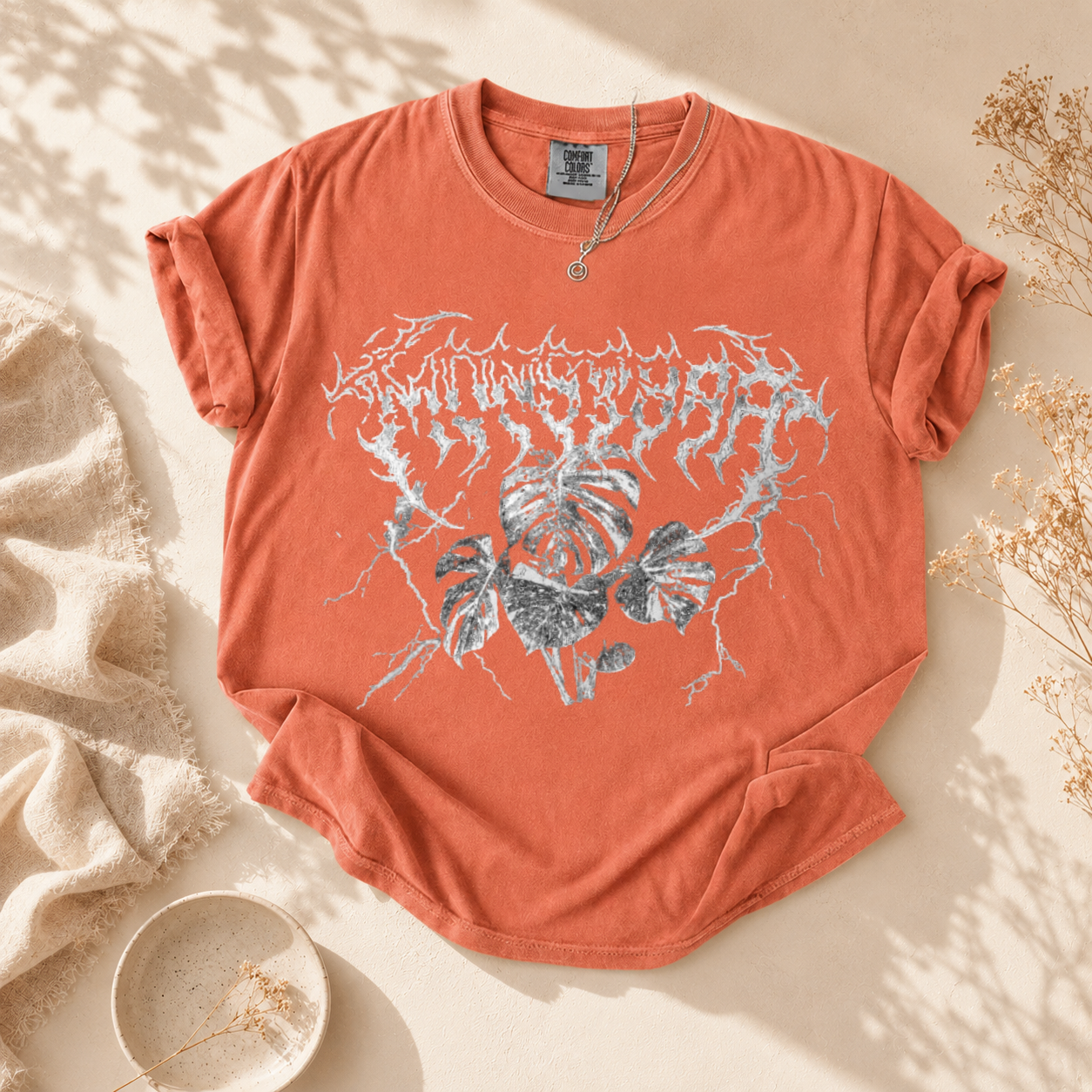 Monstera Black Metal Plant T-Shirt