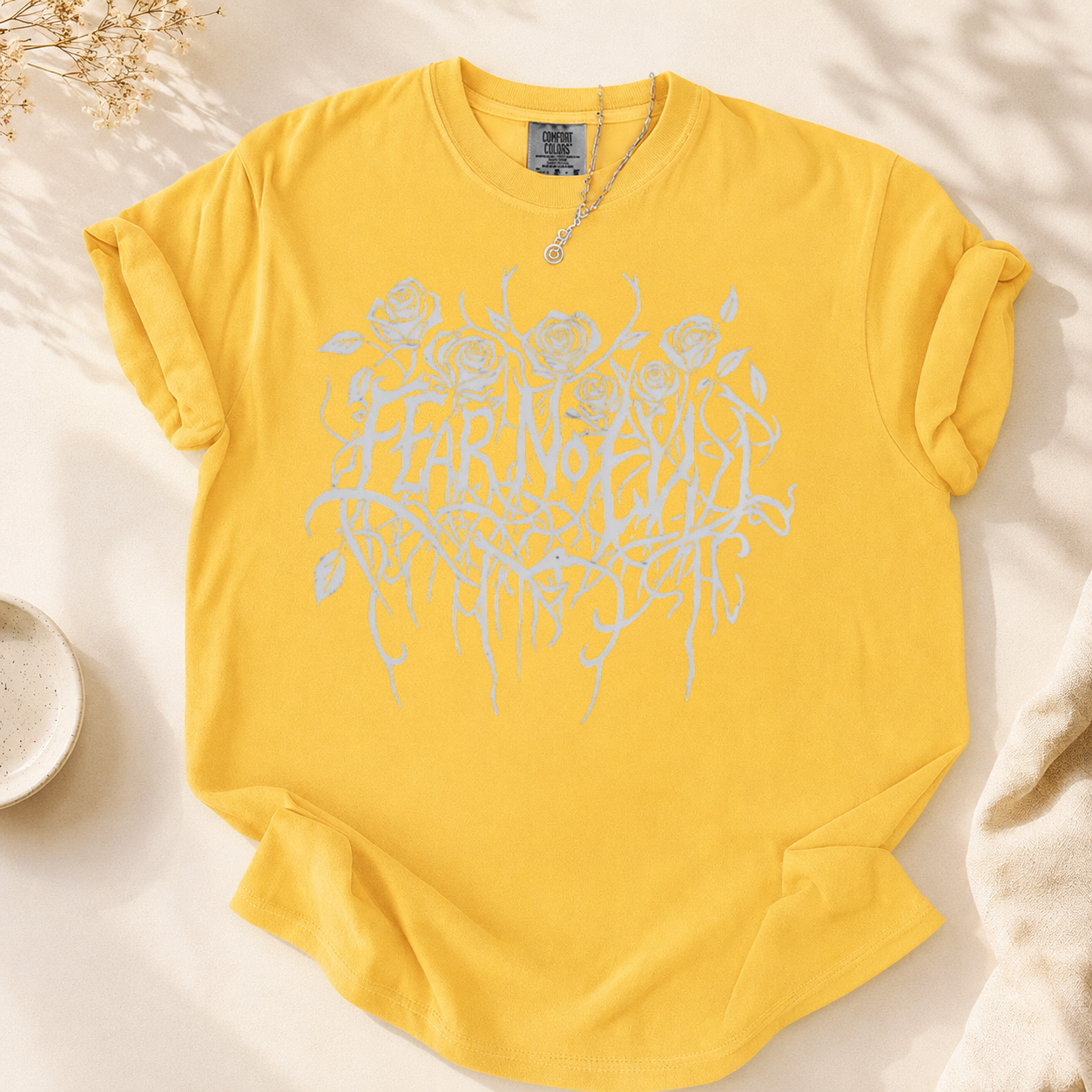 "Fear No Evil" Floral Graphic T-Shirt | Casual Unisex Vintage Graphic Tee