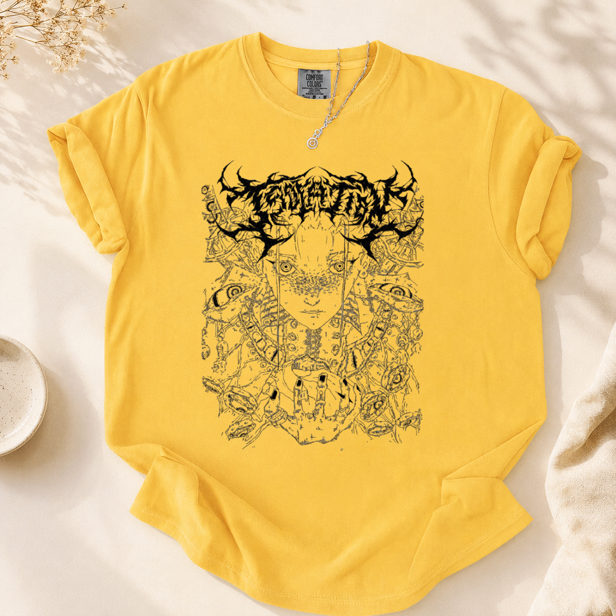 Dark Anime Tech-Wear Tee | Heavy Metal Aesthetic Graphic T-Shirt