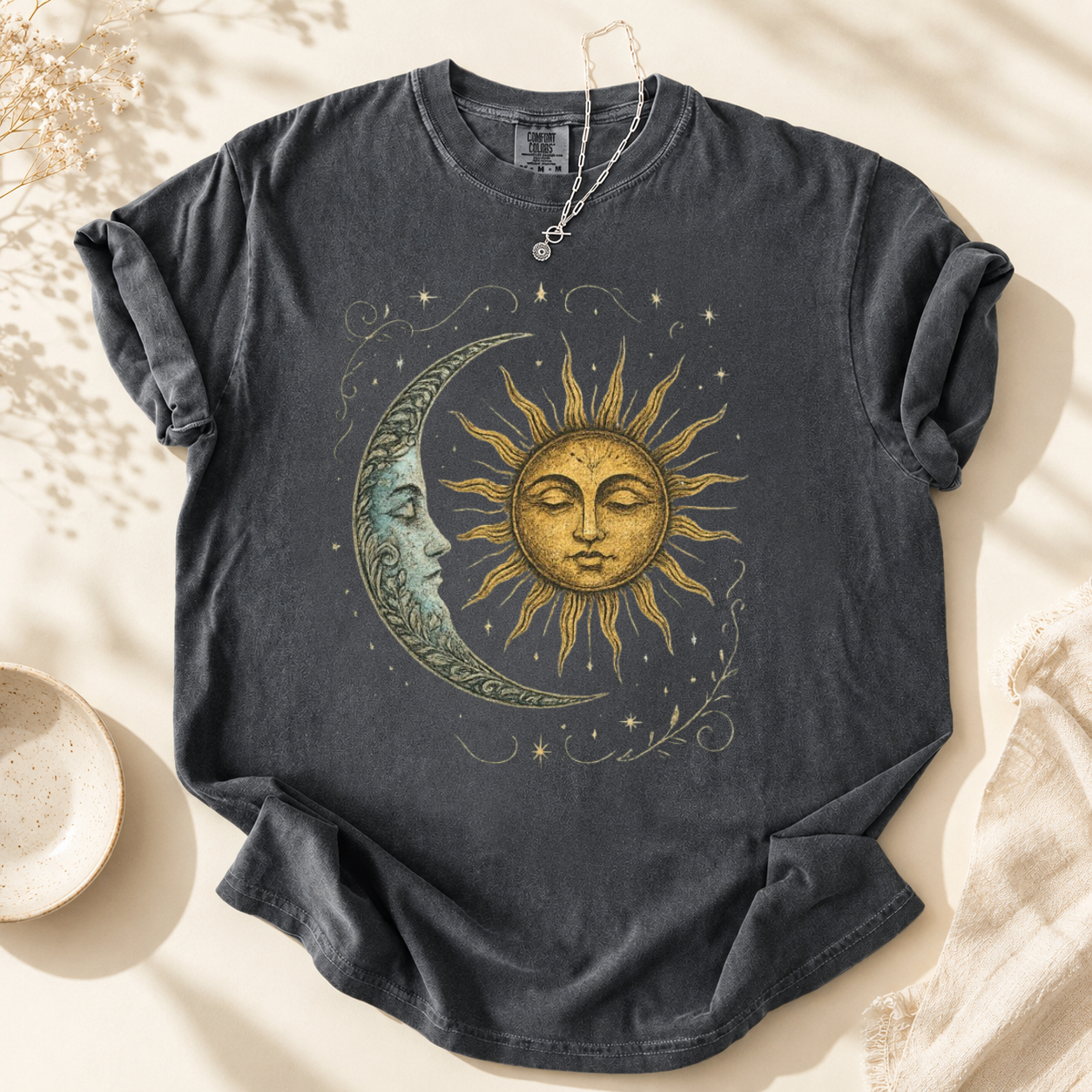Boho Celestial Moon and Sun Tee