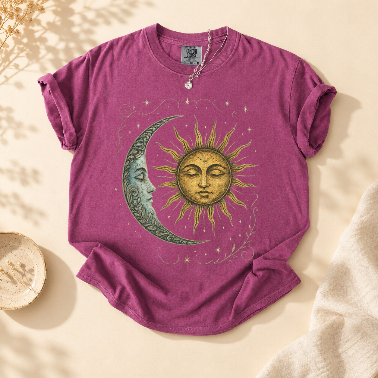 Boho Celestial Moon and Sun Tee