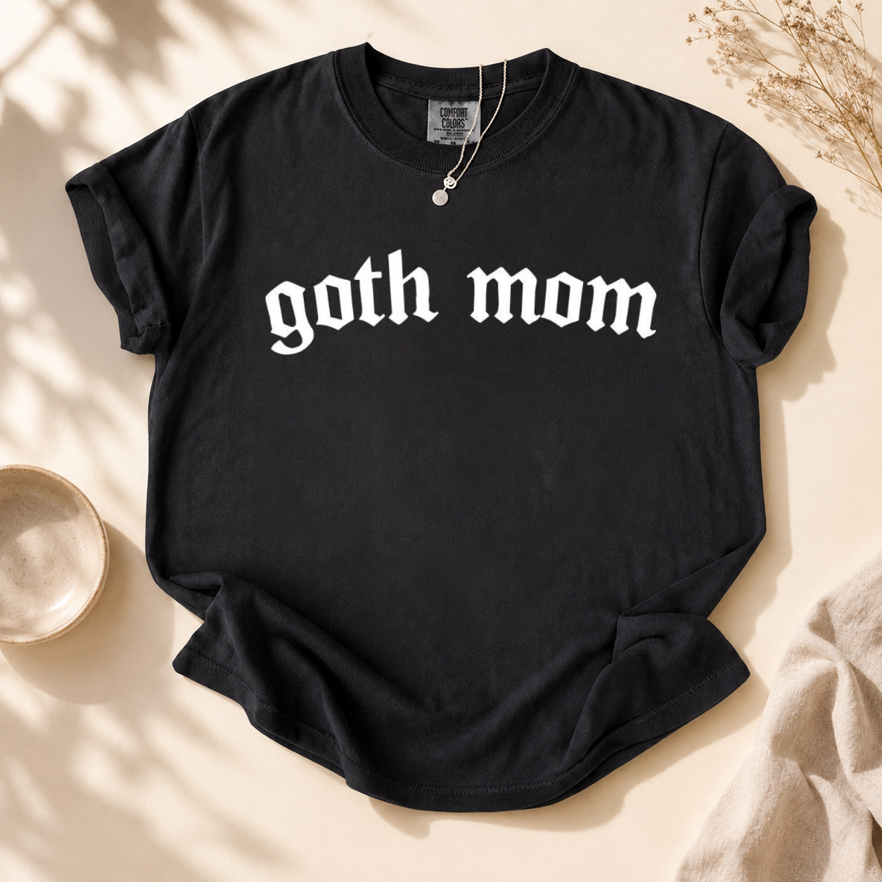 Goth Mom Graphic Tee - Retro Gothic Font Comfort T-Shirt