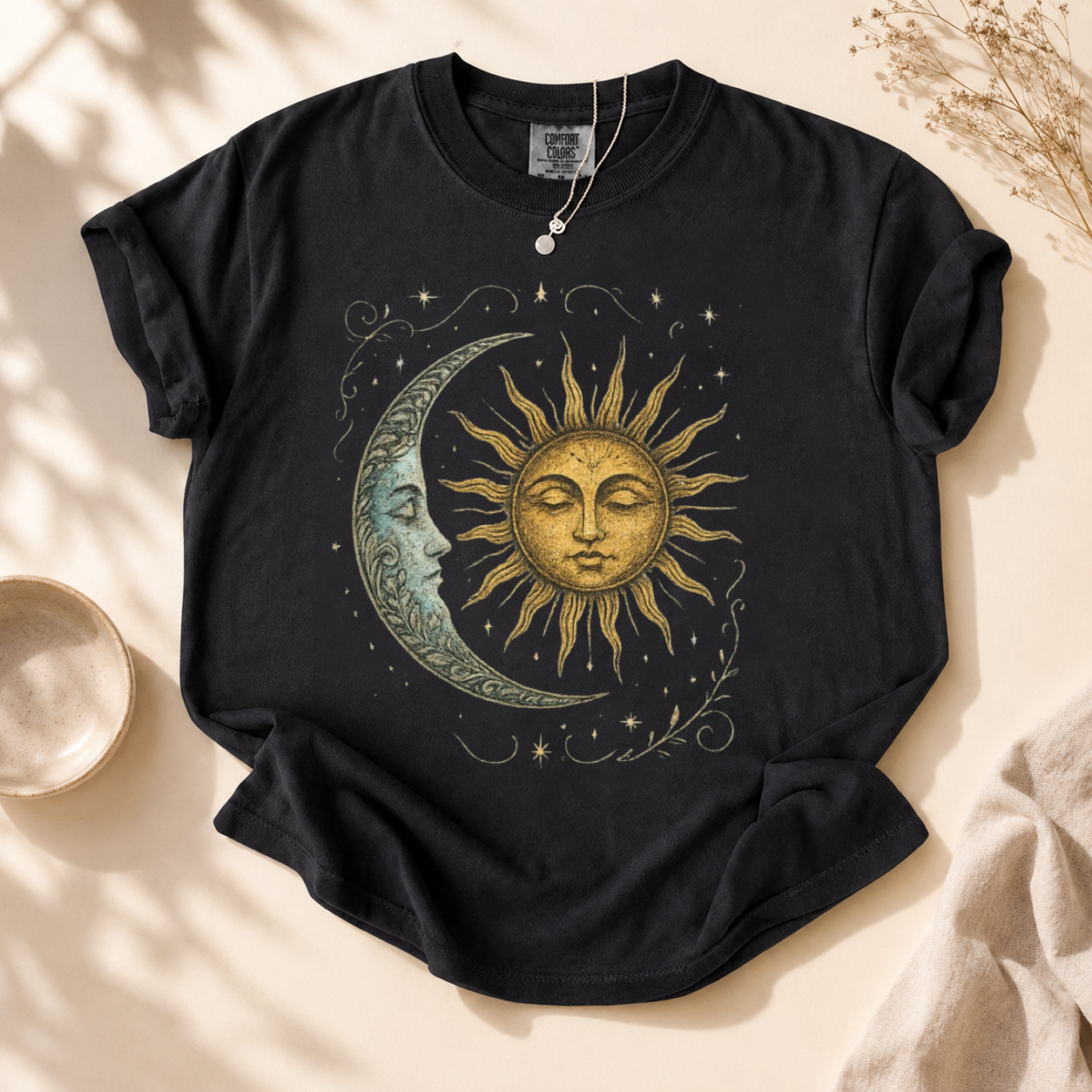 Boho Celestial Moon and Sun Tee