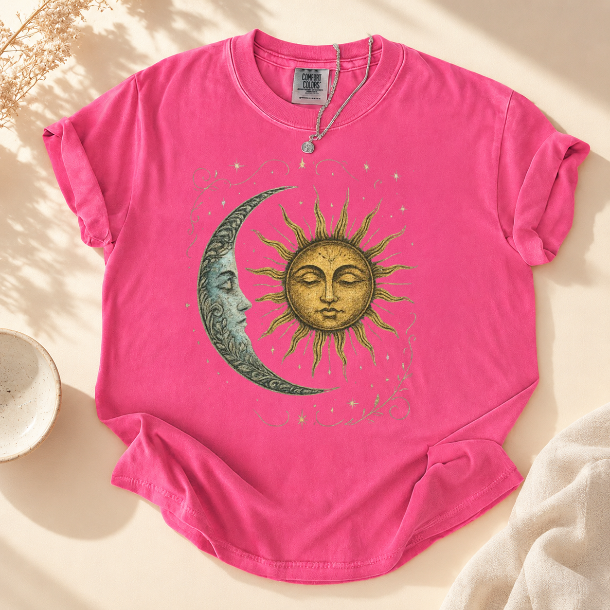 Boho Celestial Moon and Sun Tee