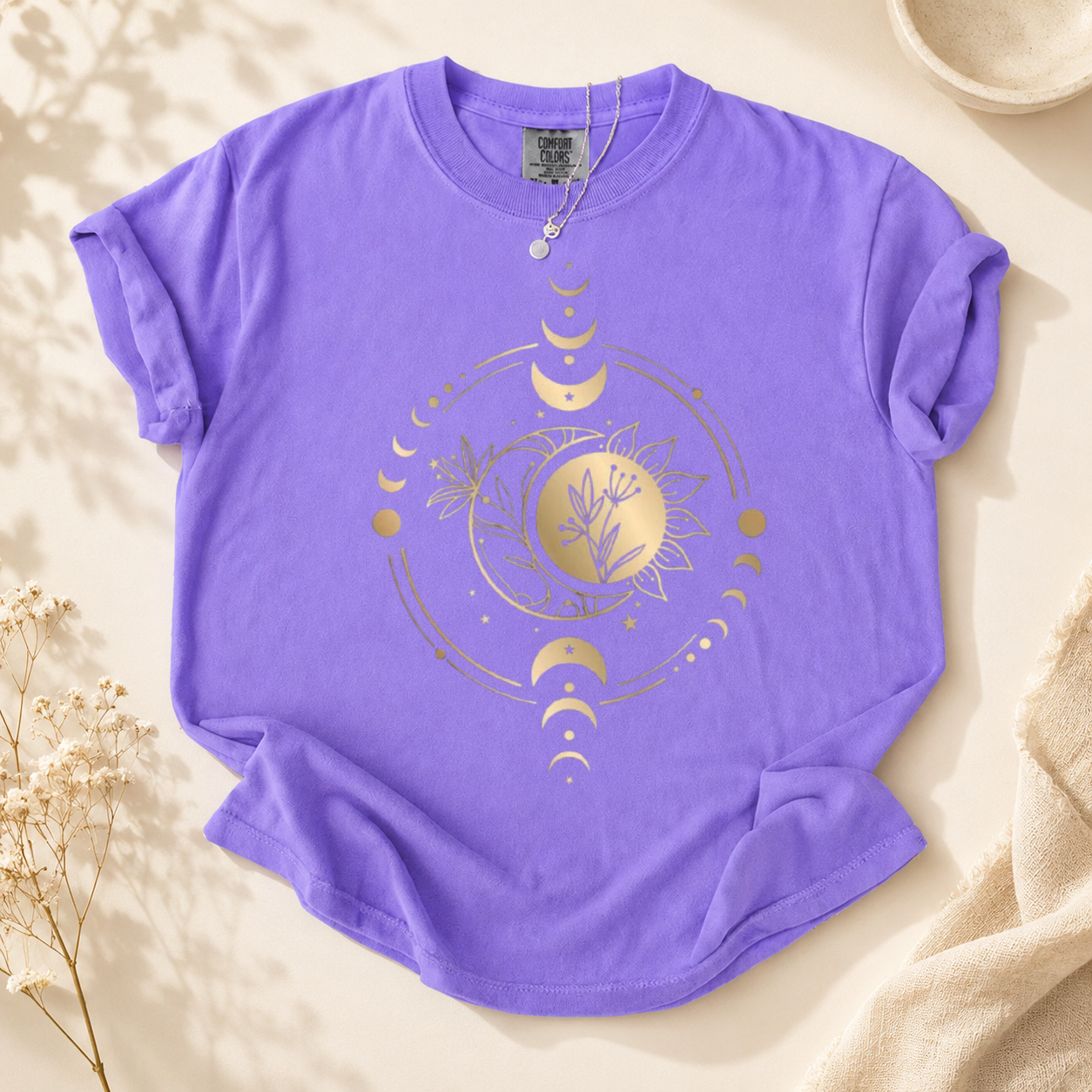 Mystic Moon And Sun Shirt, Mystical Moon Phase Shirt, Moon Phase T-Shirt, Boho Vintage Moon Shirt, Celestial Moon Shirt, Spiritual T-Shirt