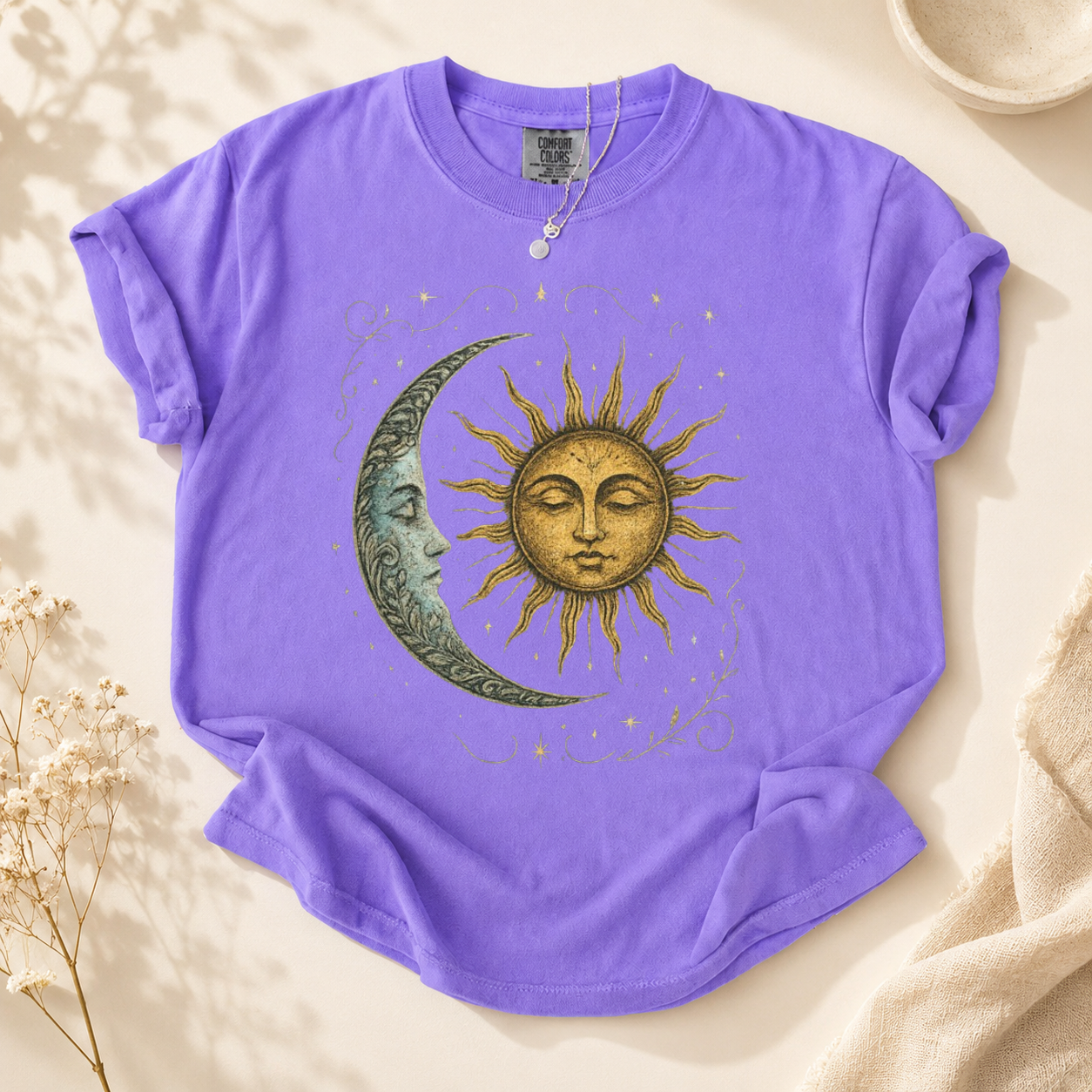 Boho Celestial Moon and Sun Tee