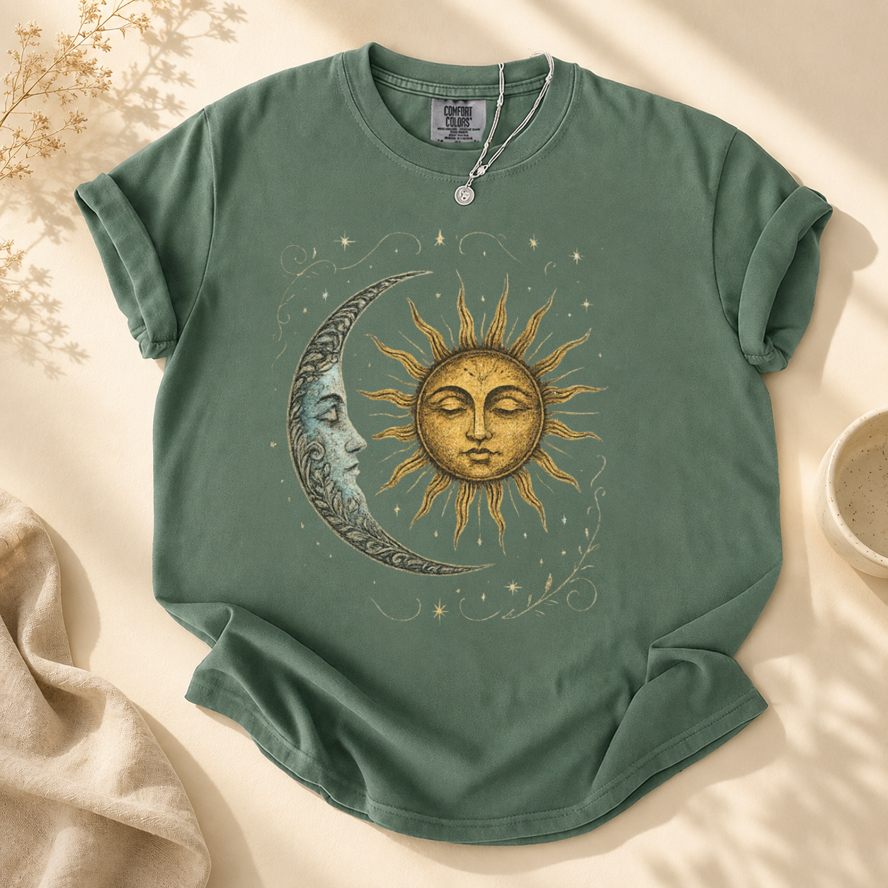 Boho Celestial Moon and Sun Tee