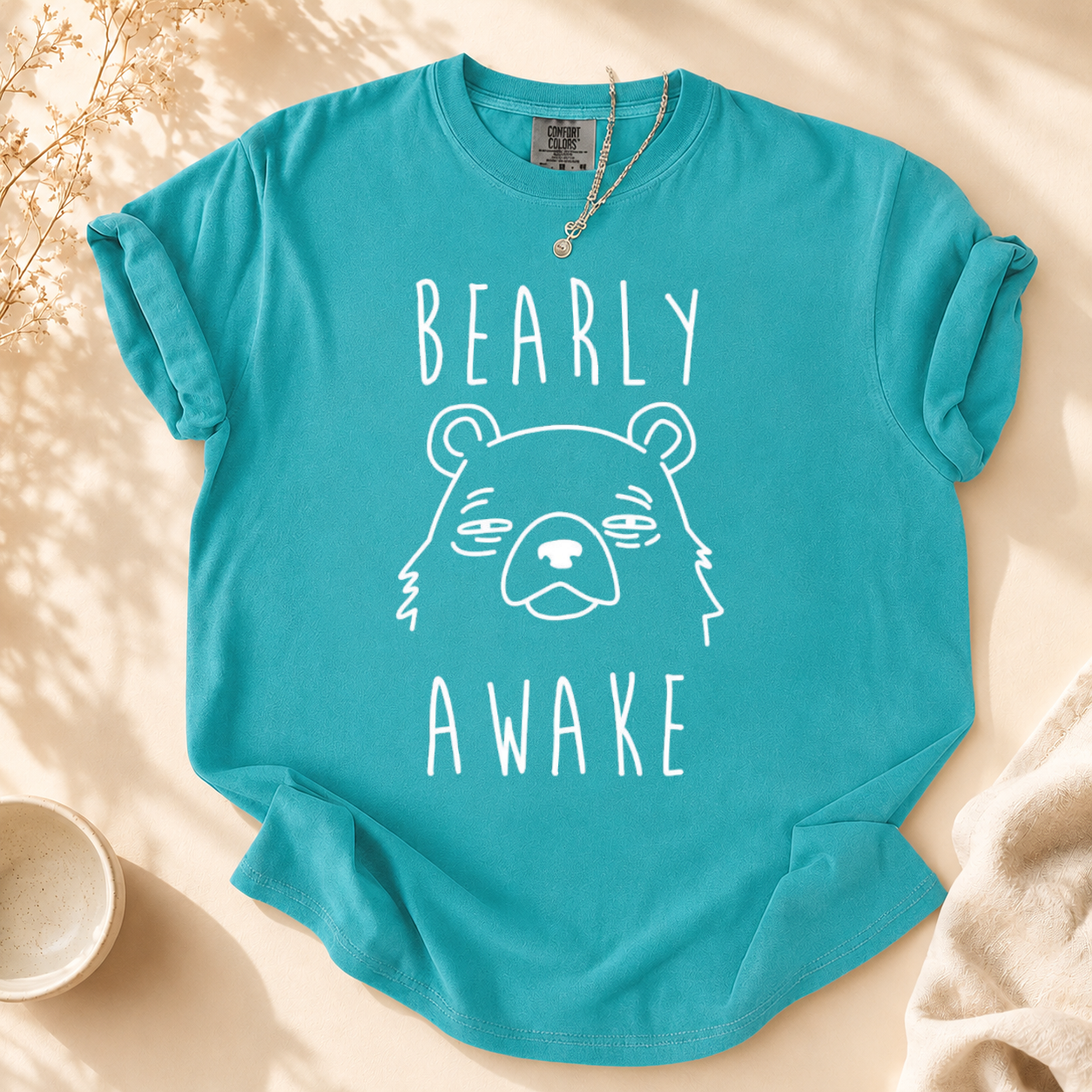"Bearly Awake" Funny Tired Bear Graphic Tee | Cozy Graphic T-Shirt