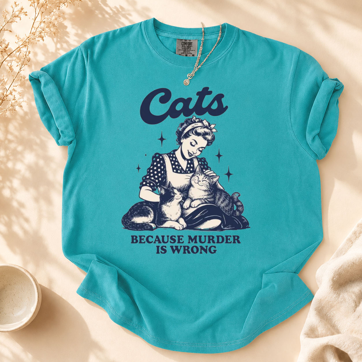 Vintage Cat Lady Tee, Funny Cat Lover Shirt, Cat Mom T-Shirt, Sarcastic Cat Shirt, Dark Humor Cat Shirt