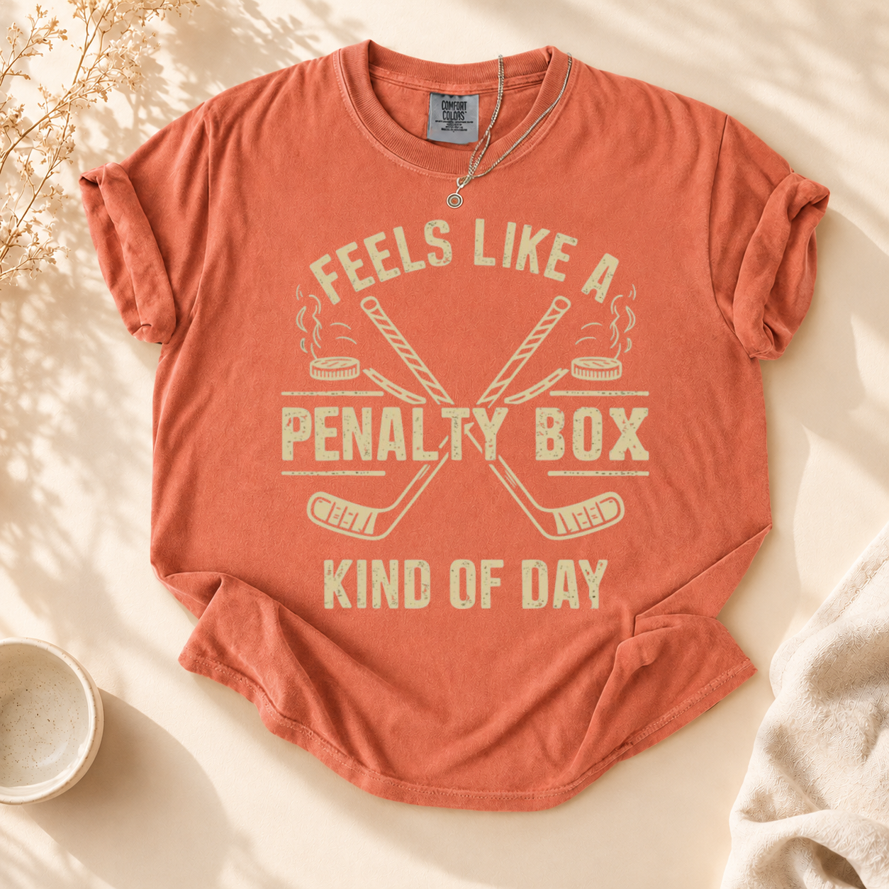 "Feels Like A Penalty Box Kind Of Day" Graphic Tee - Funny Hockey Fan Shirt