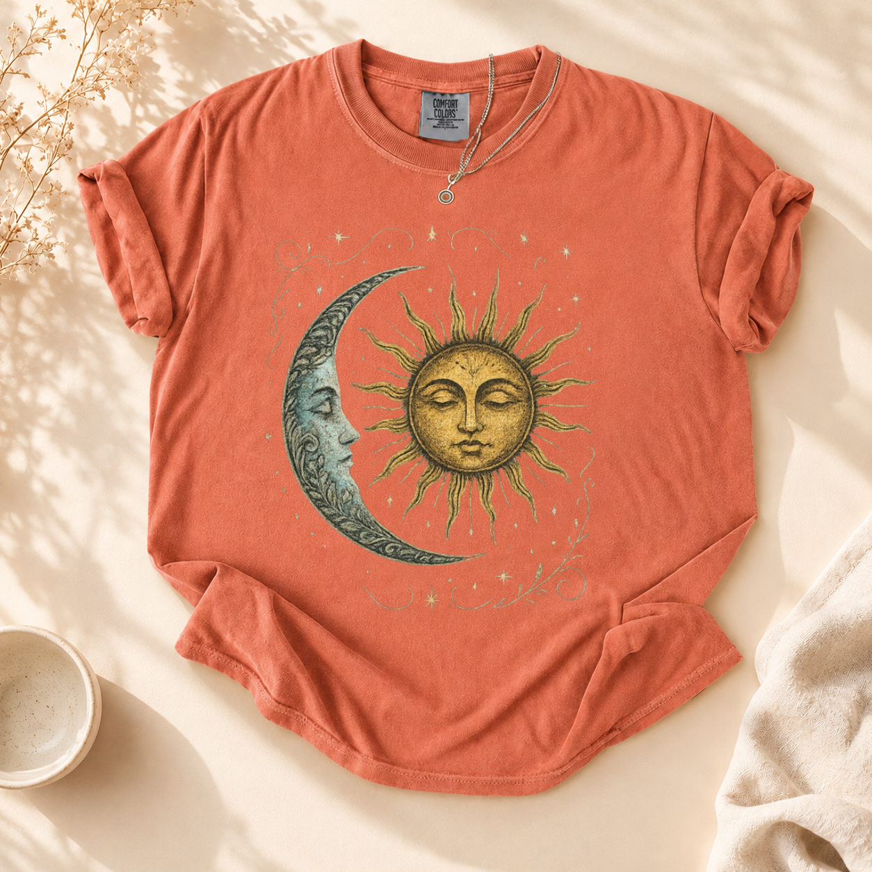 Boho Celestial Moon and Sun Tee