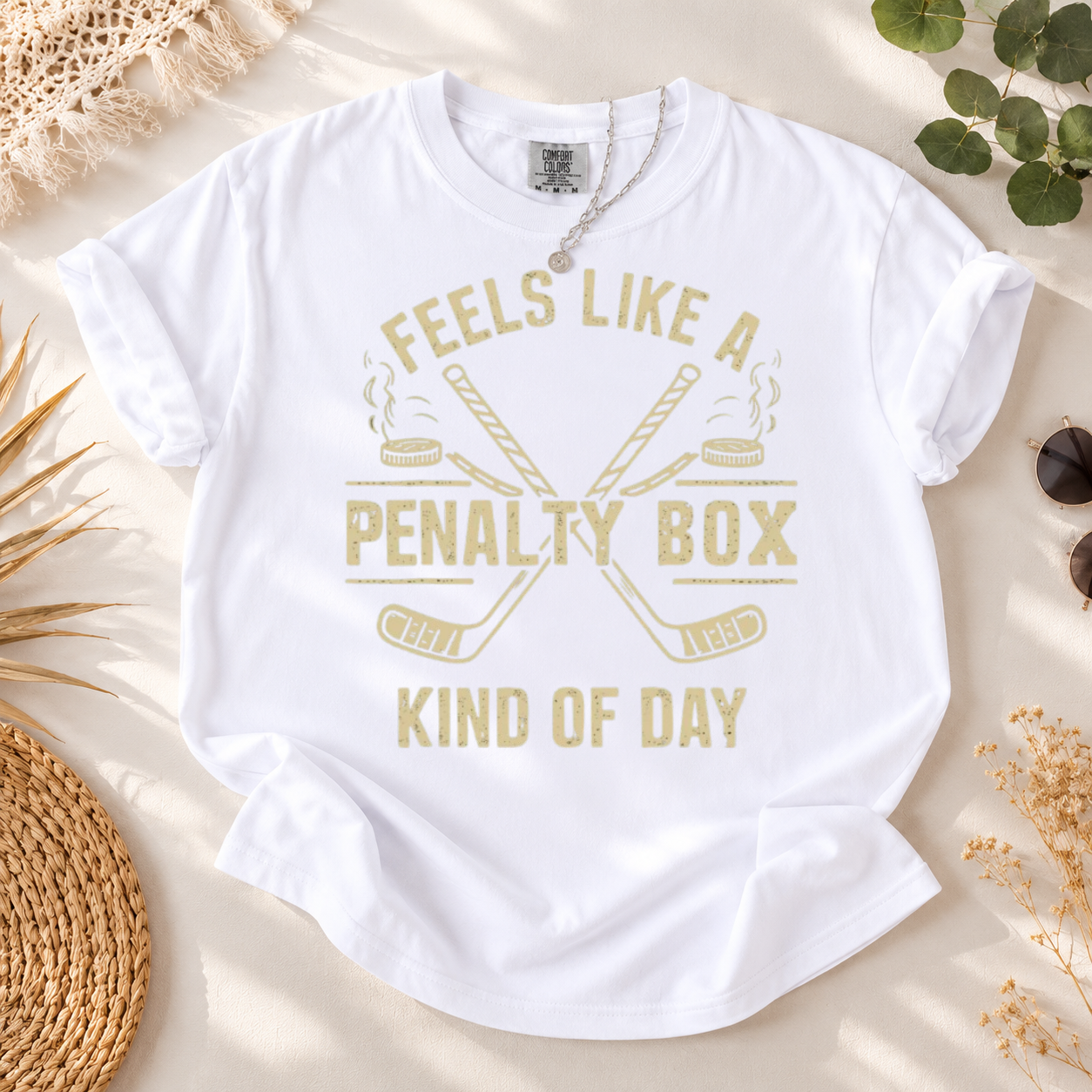 "Feels Like A Penalty Box Kind Of Day" Graphic Tee - Funny Hockey Fan Shirt