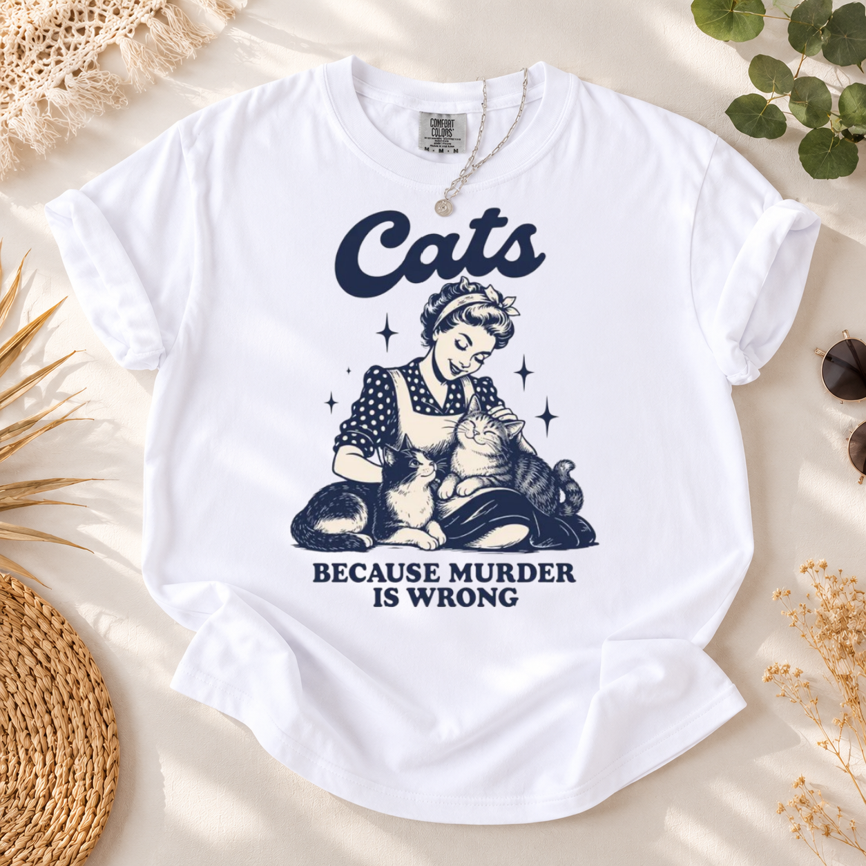 Vintage Cat Lady Tee, Funny Cat Lover Shirt, Cat Mom T-Shirt, Sarcastic Cat Shirt, Dark Humor Cat Shirt