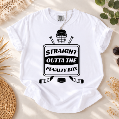 Straight Outta The Penalty Box Shirt, Funny Ice Hockey Player T-Shirt, Hockey Gift Tee, Rink Humor Shirt, Hockey Lover Tee Sports Player Top