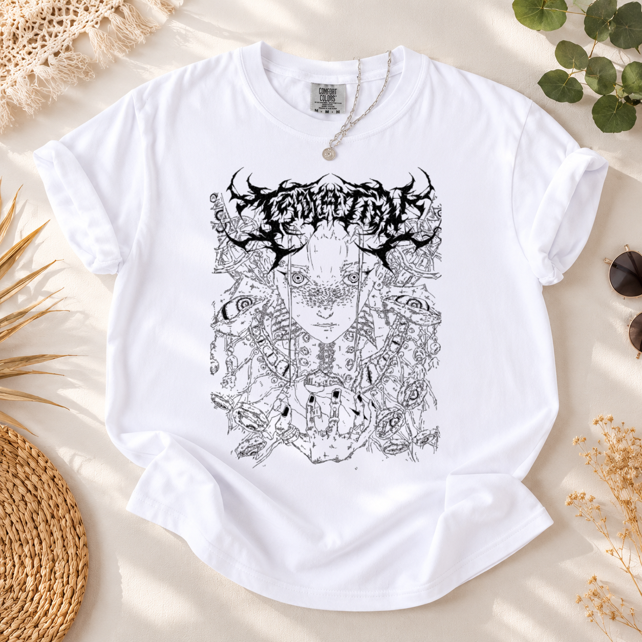 Dark Anime Tech-Wear Tee | Heavy Metal Aesthetic Graphic T-Shirt