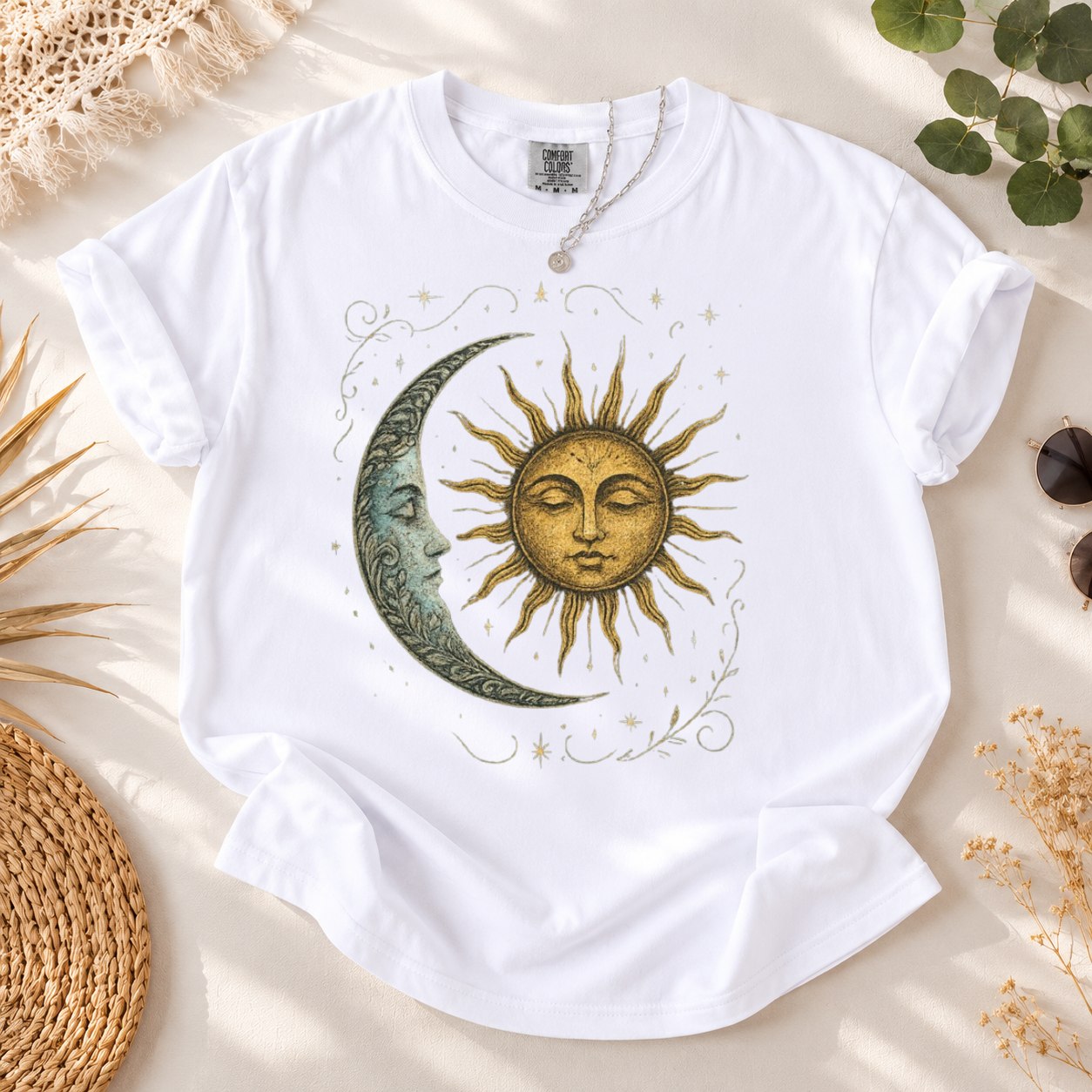Boho Celestial Moon and Sun Tee