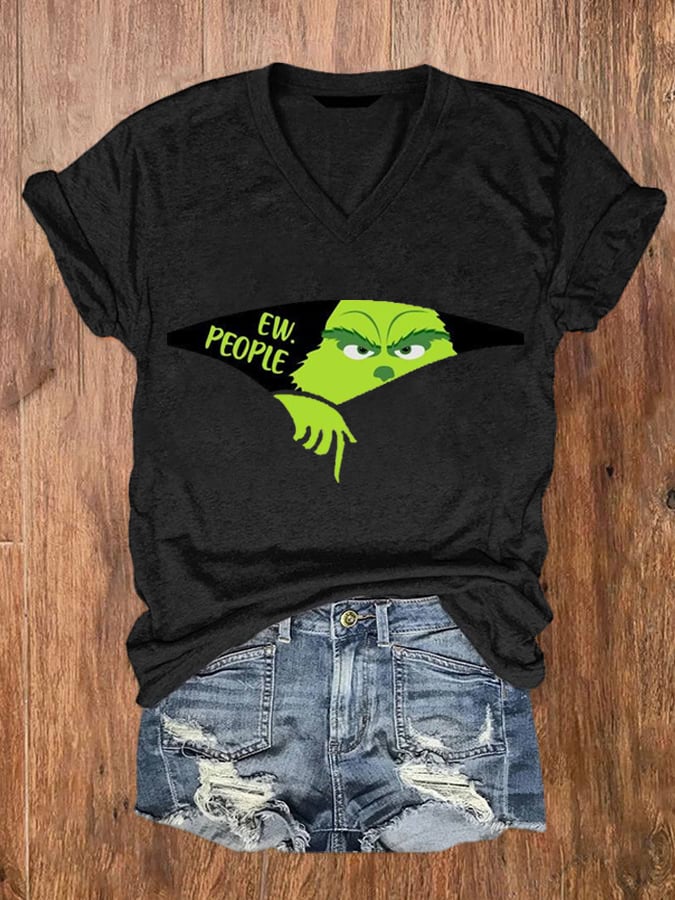 Women's EW People The Ginch Printed V-Neck Tee-carlalin