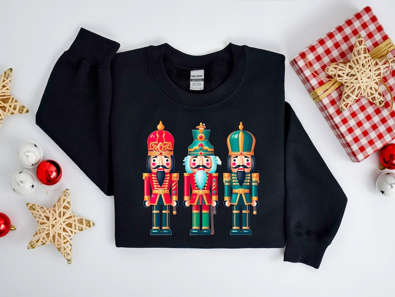 Nutcracker Christmas Print Sweatshirt-carlalin