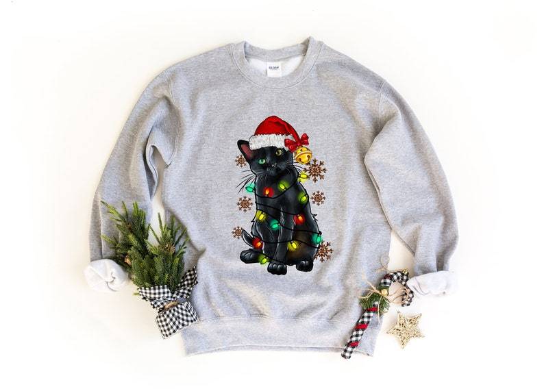 Christmas Black Cat Sweatshirt-carlalin