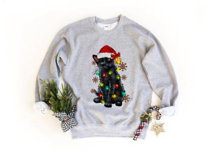 Christmas Black Cat Sweatshirt-carlalin
