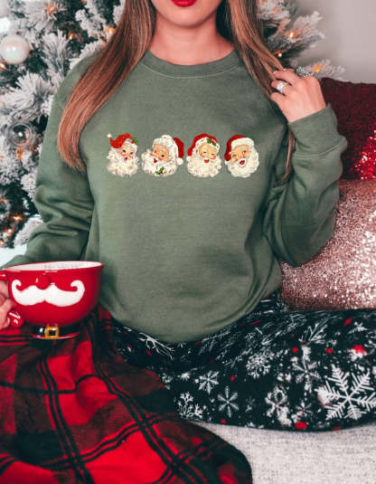 Retro Cheerful Santa Sweatshirt-carlalin
