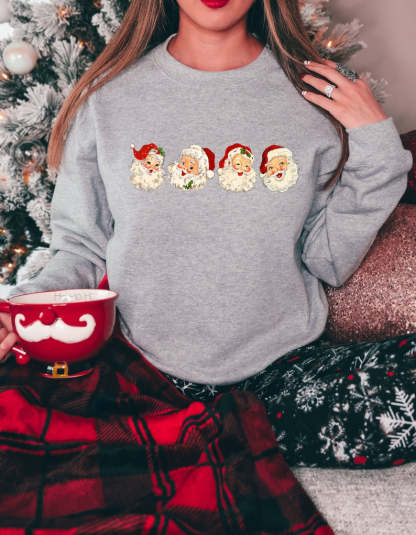 Retro Cheerful Santa Sweatshirt-carlalin