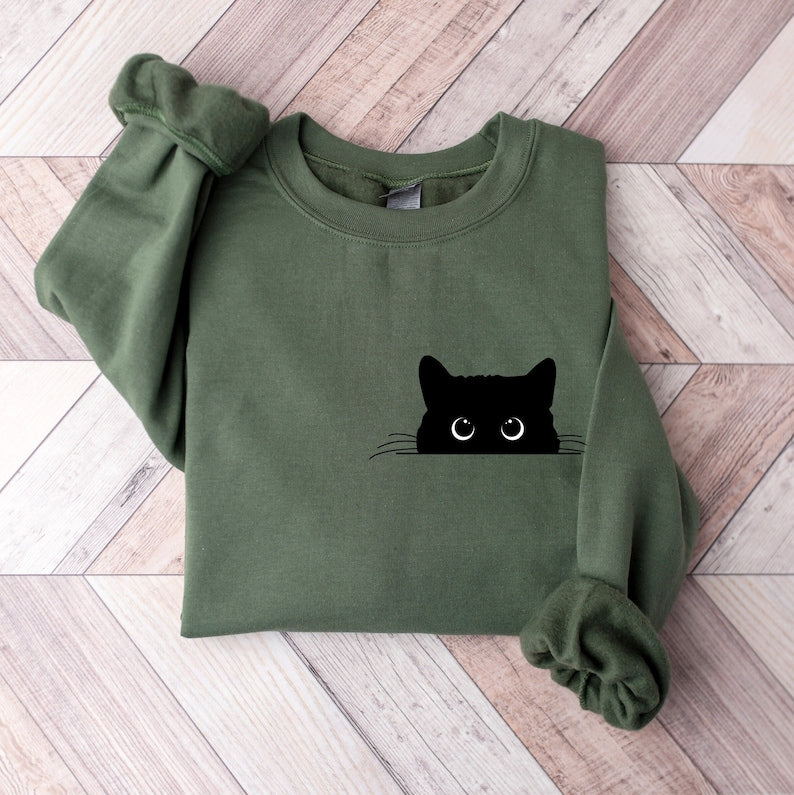 Cute Black Cat Sweatshirt-carlalin