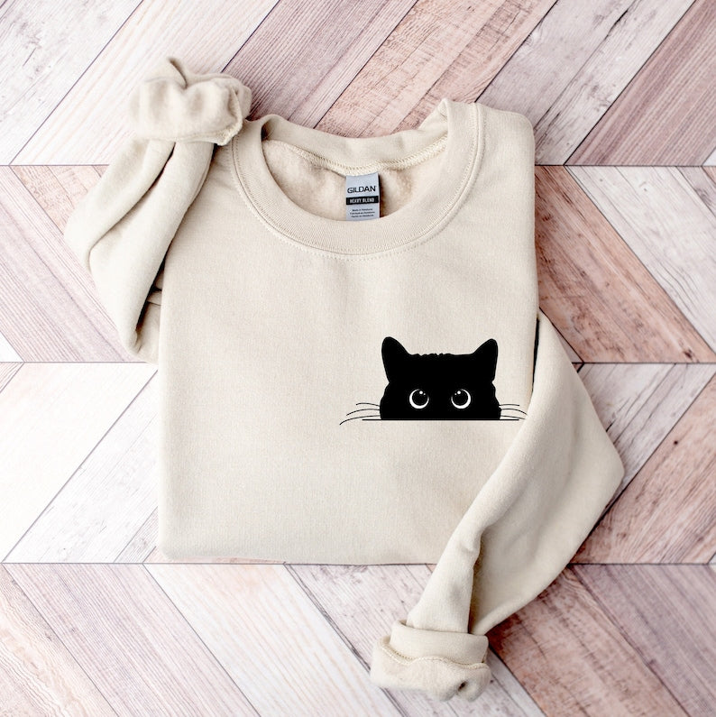 Cute Black Cat Sweatshirt-carlalin