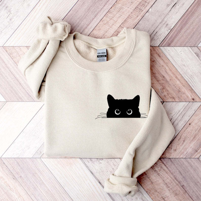 Cute Black Cat Sweatshirt-carlalin