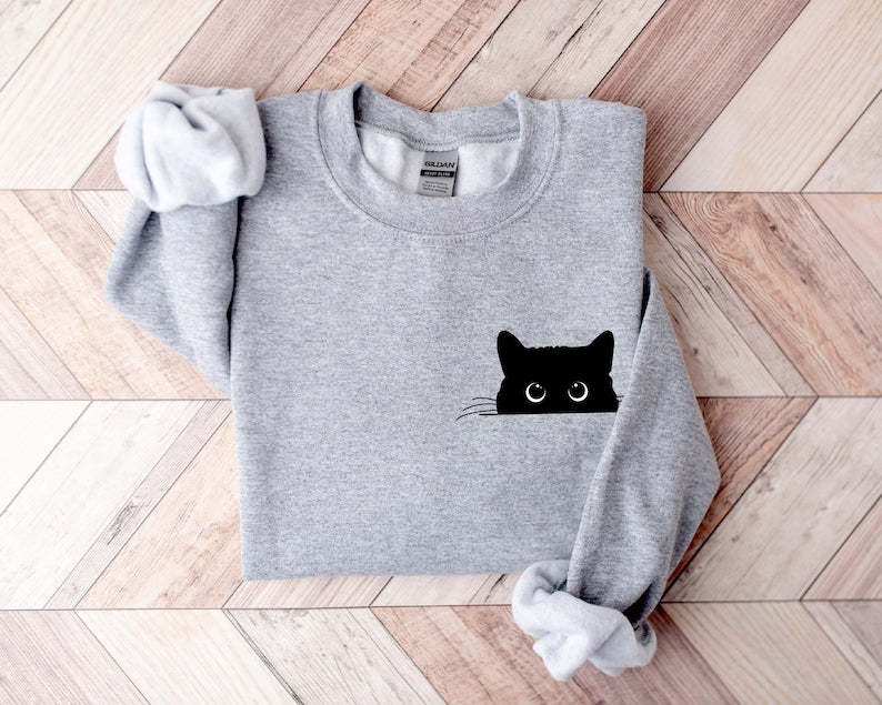 Cute Black Cat Sweatshirt-carlalin
