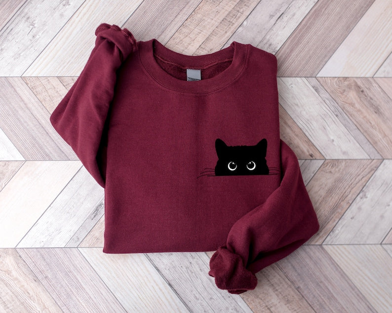 Cute Black Cat Sweatshirt-carlalin