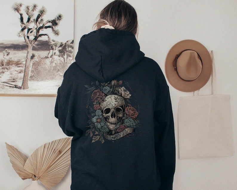 Rocker Floral Skeleton Hoodie-carlalin
