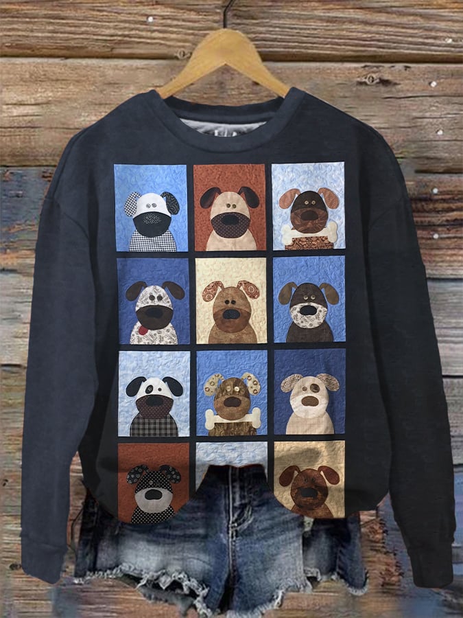 Women's cute puppy print sweatshirt-carlalin