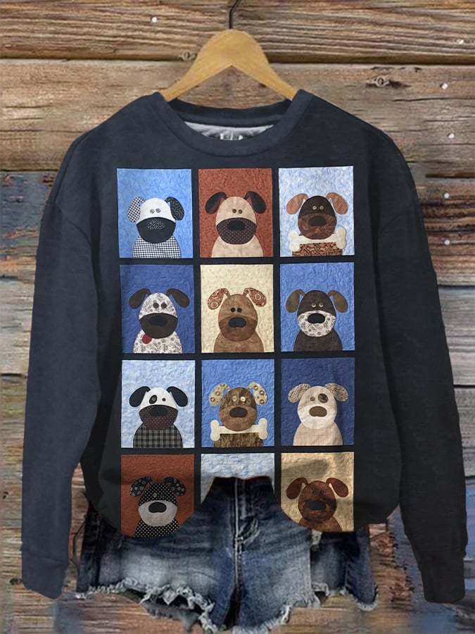 Women's cute puppy print sweatshirt-carlalin